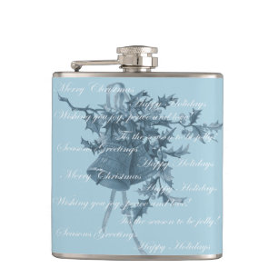 Vintage Weihnachtsglocken blau neutral Flachmann