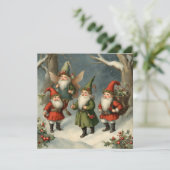 Vintage Weihnachtsgnomen der Märchen im Wald Karte (Stehend Vorderseite)