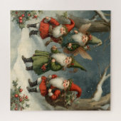 Vintage Weihnachtsgnomen der Märchen im Wald Puzzle (Horizontal)