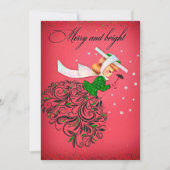 Vintage Weihnachtsgrün Glitzer Schal Mädchen Einladung (Vorderseite)