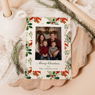 Vintage-Weihnachtsgrün-Muster Feiertagskarte