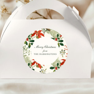 Vintage-Weihnachtsgrün-Muster Runder Aufkleber