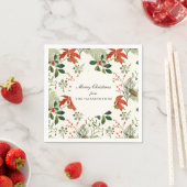 Vintage-Weihnachtsgrün-Muster Serviette (Beispiel)