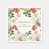 Vintage-Weihnachtsgrün-Muster Serviette (Vorderseite)