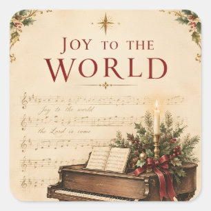 Vintage-Weihnachtsgruß im Stil klassischer Musik Quadratischer Aufkleber