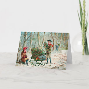 Vintage Weihnachtsgrüße Ansammlung Holly Feiertagskarte