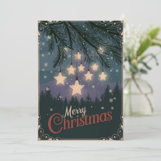 Vintage Weihnachtsgrüße Feiertagskarte (Stehend Vorderseite)