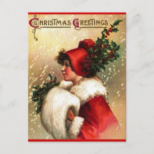 Vintage Weihnachtsgrüße Feiertagspostkarte