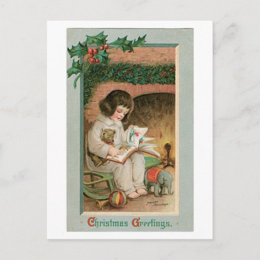 Vintage Weihnachtsgrüße Feiertagspostkarte (Vorderseite)