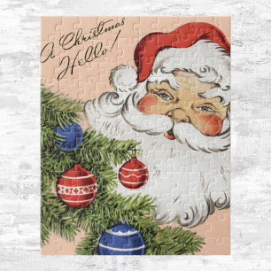 Vintage Weihnachtsgrüße! Fröhlicher Weihnachtsmann Puzzle