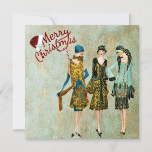 Vintage-Weihnachtsgrüße für Frauen aus den 1930er  Feiertagskarte