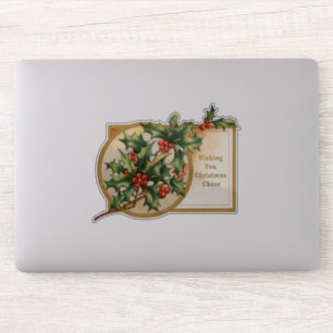 Vintage Weihnachtsgrüße Holly Imitats Gold Aufkleber