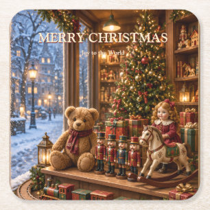 Vintage-Weihnachtsgrüße im Stil eines europäischen Rechteckiger Pappuntersetzer