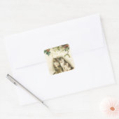 Vintage Weihnachtsgrüße Kitty Cats Quadratischer Aufkleber (Umschlag)