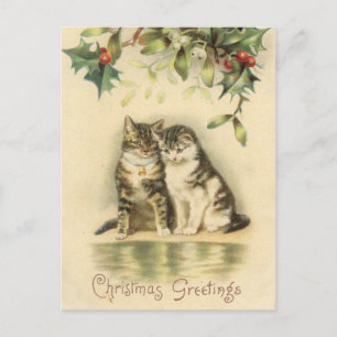 Vintage-Weihnachtsgrüße Kitty Katzen Feiertagspostkarte