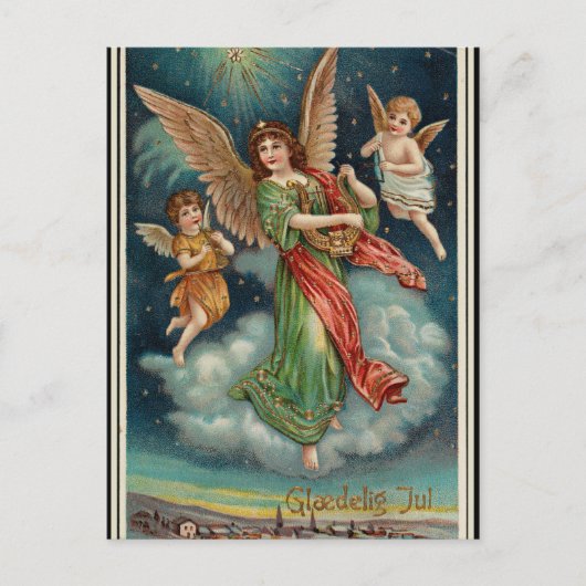 Vintage Weihnachtsgrüße Norwegens Feiertagspostkarte (Vorderseite)