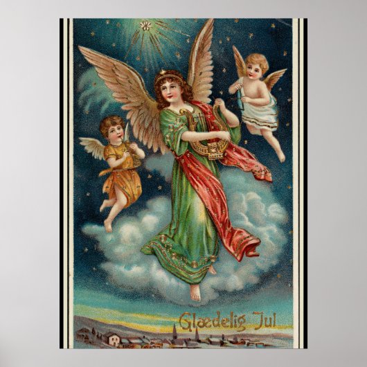 Vintage Weihnachtsgrüße Norwegens, Poster (Vorne)