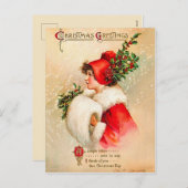 Vintage Weihnachtsgrüße Postkarte (Vorne/Hinten)