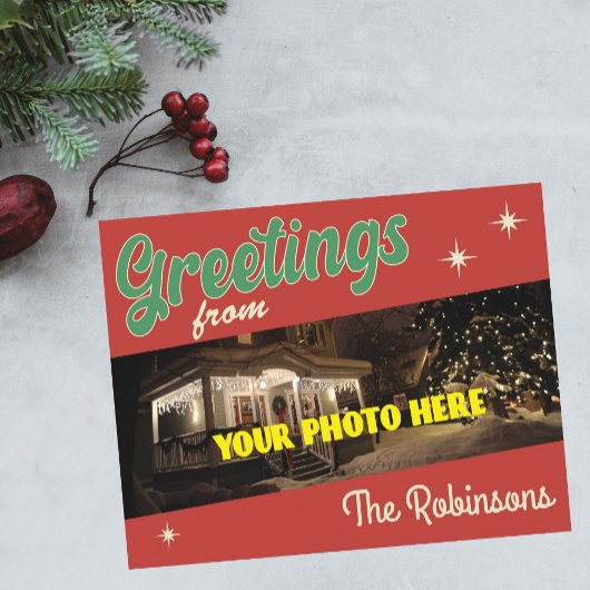 Vintage Weihnachtsgrüße Postkarte