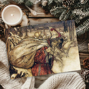 Vintage-Weihnachtsgrüße von Arthur Rackham Feiertagskarte