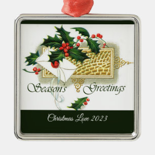 Vintage Weihnachtsgrüße Weihnachtsbaumanhänger Ornament Aus Metall