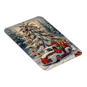 Vintage-Weihnachtsgrußkarte – Majestätischer Schne Magnet