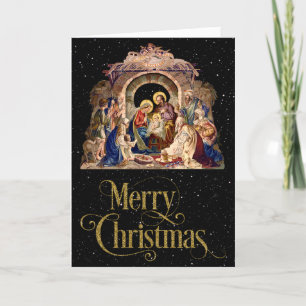 Vintage-Weihnachtsgrußkarte zur Geburt Christi Feiertagskarte