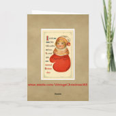 Vintage Weihnachtshandschuh-Mädchen-Gruß-Karte Feiertagskarte (Rückseite)