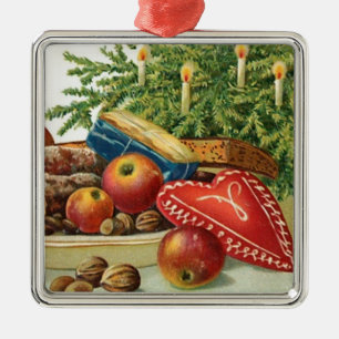 Vintage-Weihnachtsherz Silbernes Ornament