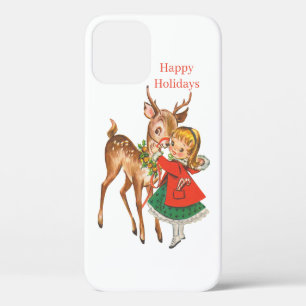 vintage Weihnachtshirsch und Kind Feiertag Case-Mate iPhone Hülle