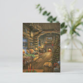 Vintage Weihnachtshütte Feiertagspostkarte (Stehend Vorderseite)