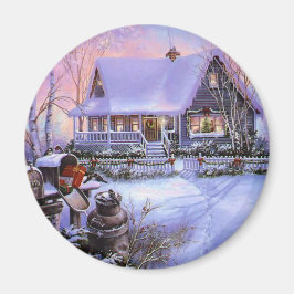 Vintage Weihnachtshütte Magnet