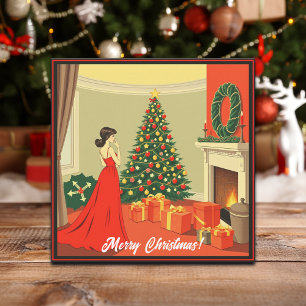 Vintage-Weihnachtsillustration Feiertagskarte