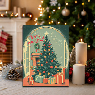 Vintage-Weihnachtsillustration Feiertagspostkarte