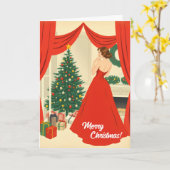 Vintage-Weihnachtsillustration Karte (Gelbe Blume)