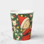 Vintage-Weihnachtsillustration Pappbecher (Vorderseite)