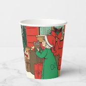 Vintage-Weihnachtsillustration Pappbecher (Rückseite)