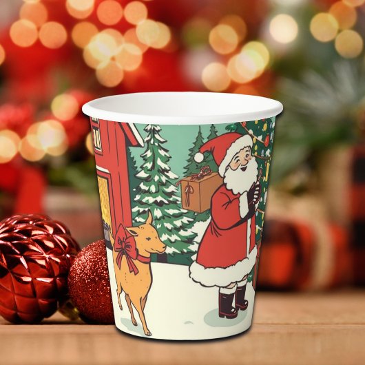 Vintage-Weihnachtsillustration Pappbecher