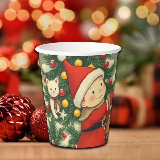 Vintage-Weihnachtsillustration Pappbecher
