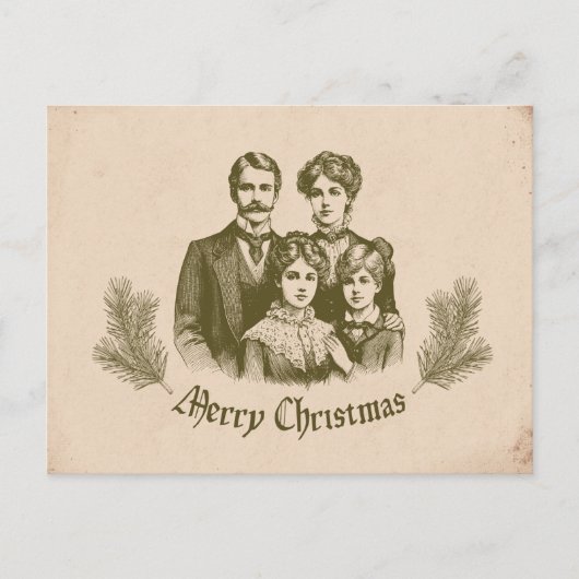 Vintage Weihnachtsillustrierung Feiertagspostkarte (Vorderseite)