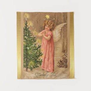 Vintage Weihnachtsillustrierung Wandteppich