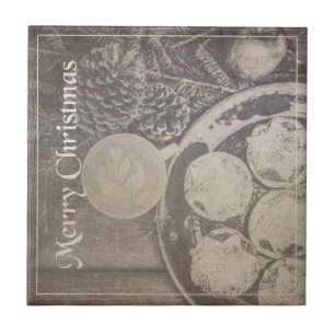 Vintage-Weihnachtskaffee und Kekse Fliese