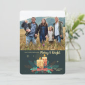 Vintage Weihnachtskandeln Foto Einladung (Stehend Vorderseite)