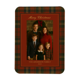 Vintage-Weihnachtskariert Zeitlose Elegante Foto Magnet