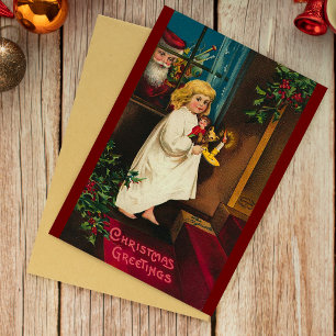 Vintage Weihnachtskarte 1940er Jahre Santa Claus H Karte