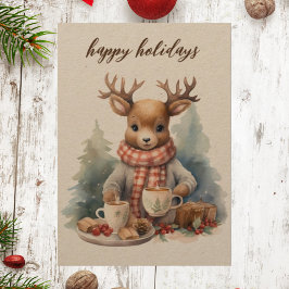 Vintage Weihnachtskarte Aquarellbild Feiertagskarte