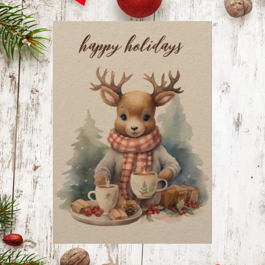 Vintage Weihnachtskarte Aquarellbild Feiertagskarte