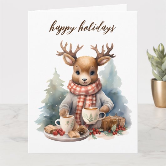 Vintage Weihnachtskarte Aquarellbild Karte (Kleine Pflanze)