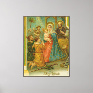 Vintage Weihnachtskarte aus der Edwardianischen Är Leinwanddruck