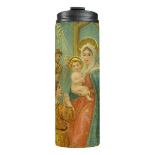 Vintage-Weihnachtskarte aus der Edwardianischen Är Thermosbecher
